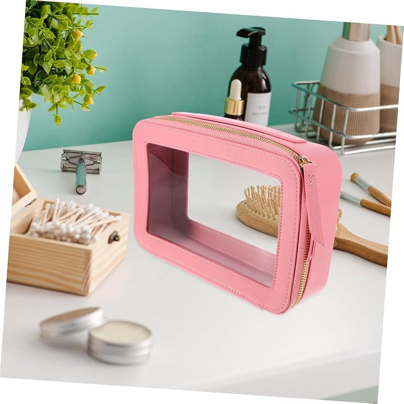 Pink Portable Cosmetic Travel Bag Makeup Pouch Organizer For Women Safe Light Opening - Image 4